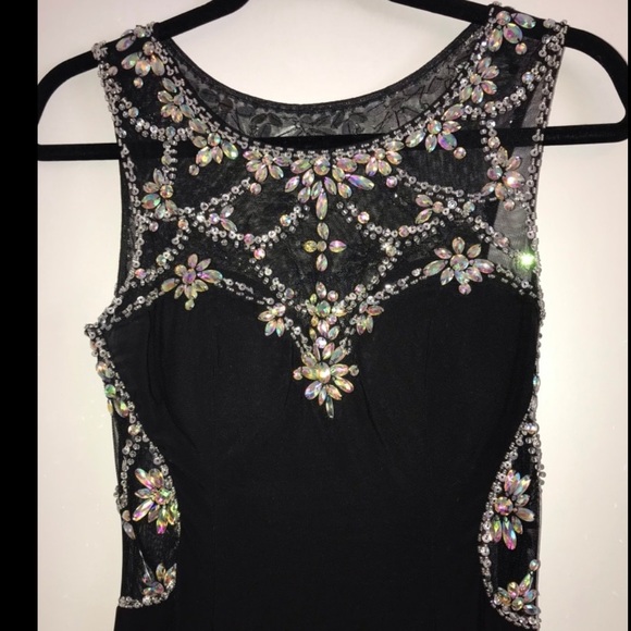 Black/ hot pink/ jewels & sequin prom dress - Picture 2 of 3
